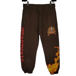 WWE Stone Cold Steve Austin Sweatpants Joggers Men's M Brown Skull Flame Logo